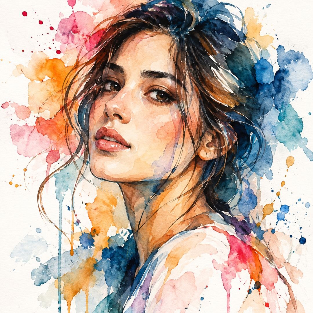 abstract watercolor portrait